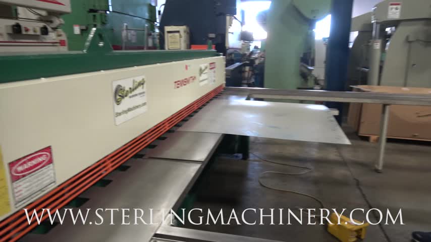 10 GA. X 10' USED TENNSMITH POWER SHEAR WITH GO-TO BACKGAUGE SYSTEM, MDL. LM-1014, 10' SQUARE ARM, SQUARE ARM, 2- FRONT SUPPORTS, POWER GO-TO BACKAGAUGE CONTROL, NEW REPLACEMENT COST OF $38,000, REAR DROP SHEET SUPPORT SYSTEM, USA MADE!, YEAR (2007) #A590