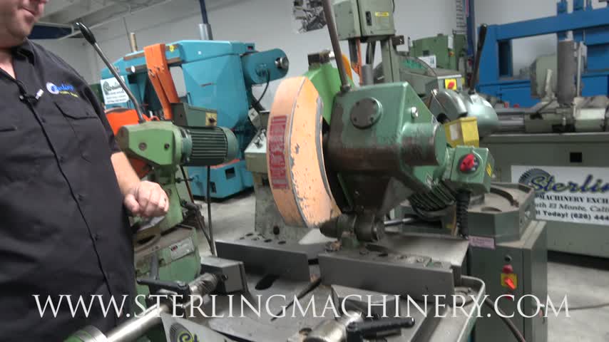 14" USED DORINGER (LOW TURN, PNEUMATIC VISES AND MANUAL DOWN FEED) CIRCULAR COLD SAW (FOR CUTTING STEEL, STAINLESS, ALUMINUM, BRASS, COPPER, PLASTICS), Mdl. D-350, 2 Pneumatic Operating Vises, Coolant System, Stand, Overload Protection Switch, Saw Blade,