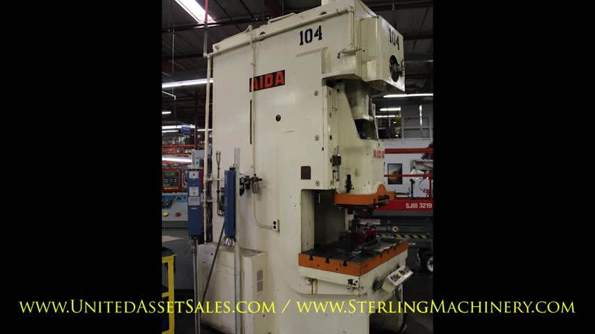 AIDA-AIDA MODEL PP-XG0-100SU (II) PUNCH PRESS, 100-TON CAPACITY, 6.6" STROKE, 50 SPM, 41.7" X 22" BOLSTER, 23.6" X 17.7" SLIDE AREA, 13.7" SLIDE TO BOLSTER, 2.9" SLIDE ADJSTMENT, 5 HP, S/N 10110-0225, PRESS #104-01