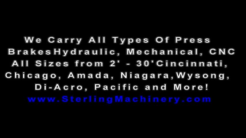 Chicago-LOT #105 AUCTION:  June 26, 2014 PURE AIRE- Manufacturers of Cleanroom Workstations Auction Sterling Machinery: CHICAGO MODEL - 68B PRESS BRAKE 8' X 55 TON CAPACITY  MANUAL BACK GAGE EAGLE EYE SAFETY S/N L-20216-01