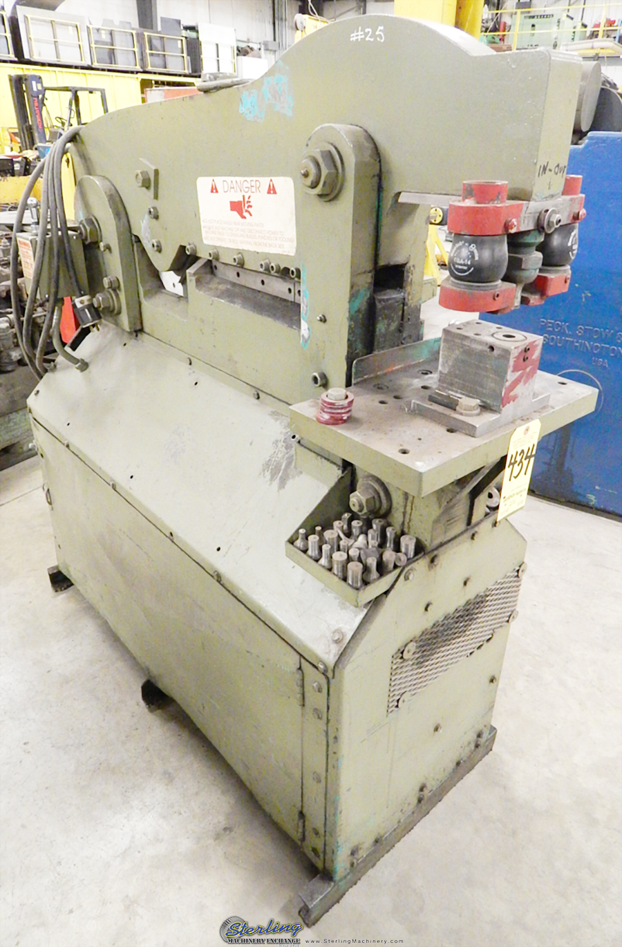 Hydraulic-50 Ton Used Piranha Hydraulic Heavy Duty Ironworker, Mdl. P3, Punches And Dies, Joy Stick Control,  #A4306-01